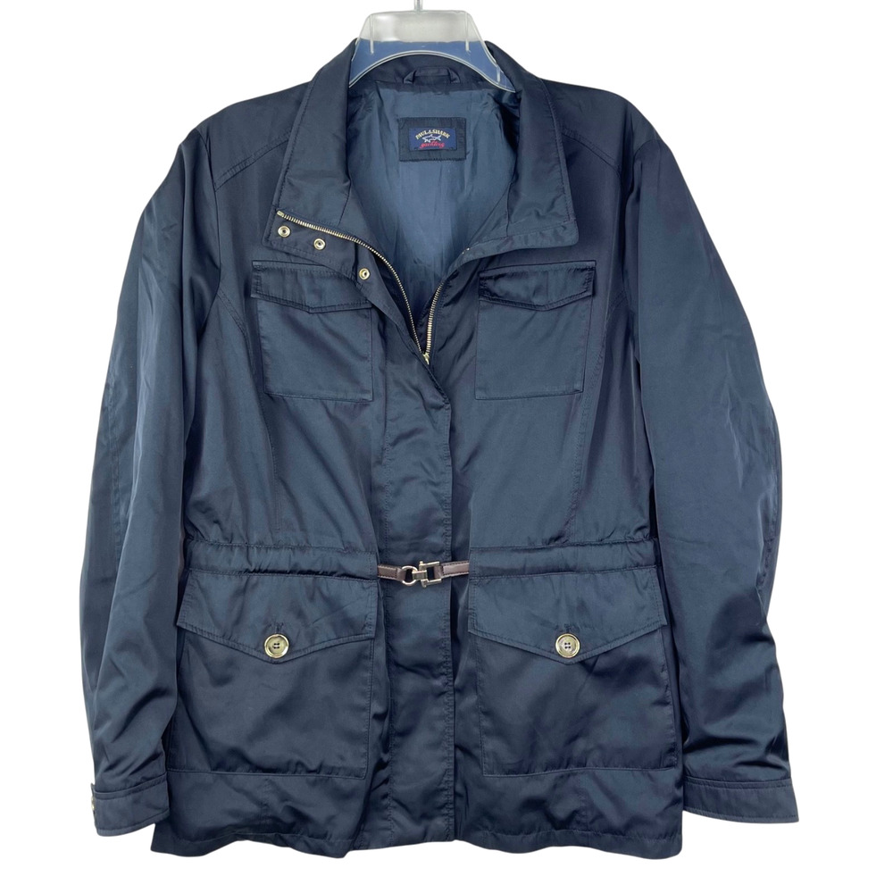 Paul & Shark Yachting Navy Blue Field Utility Jacket Belted Women’s XXL Coat